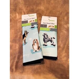 Happy Paws Pet Food Mat for Dogs Combo (2) (Small/Large)-NIP